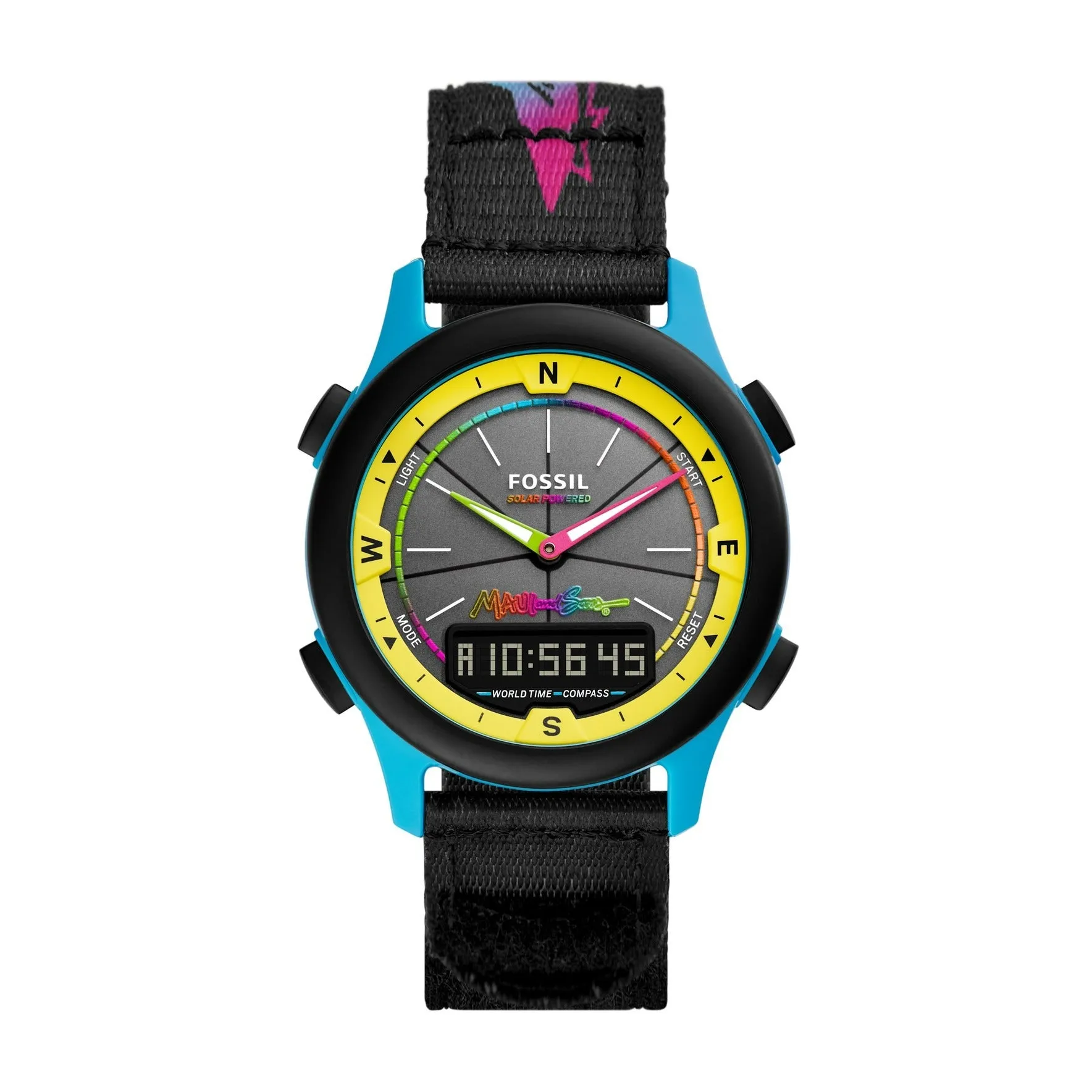 Maui and Sons x Fossil Limited Edition Solar-Powered Analog-Digital Black rPET Watch