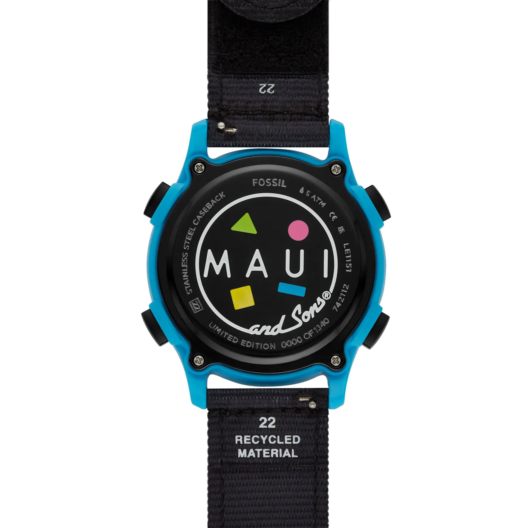 Maui and Sons x Fossil Limited Edition Solar-Powered Analog-Digital Black rPET Watch