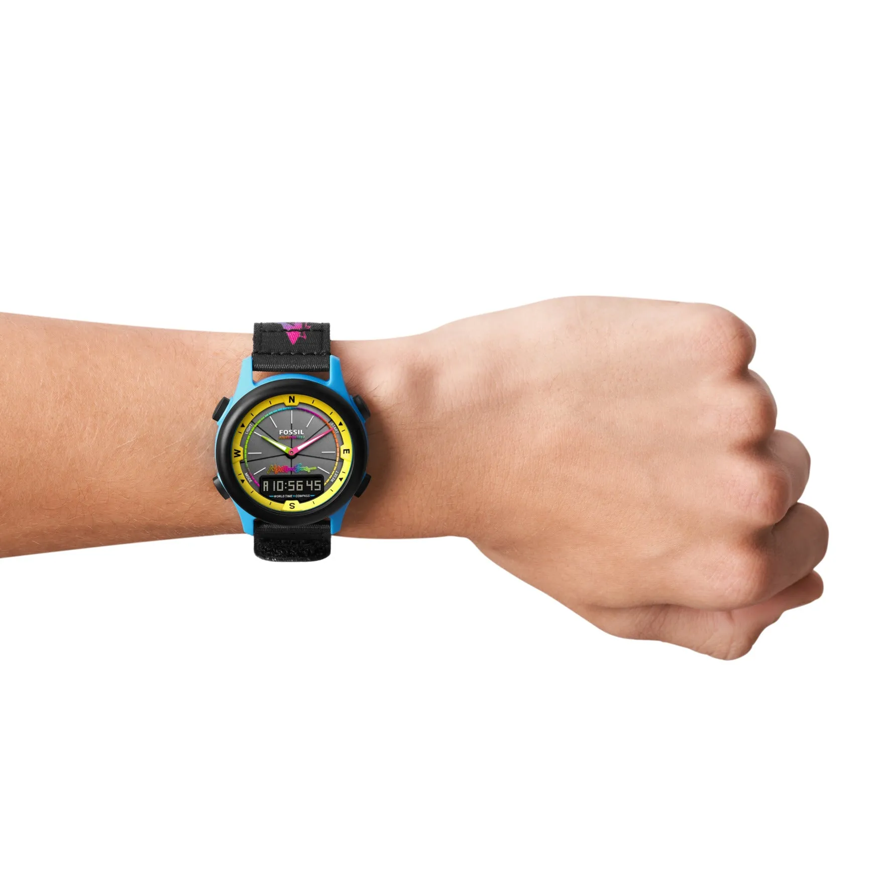 Maui and Sons x Fossil Limited Edition Solar-Powered Analog-Digital Black rPET Watch