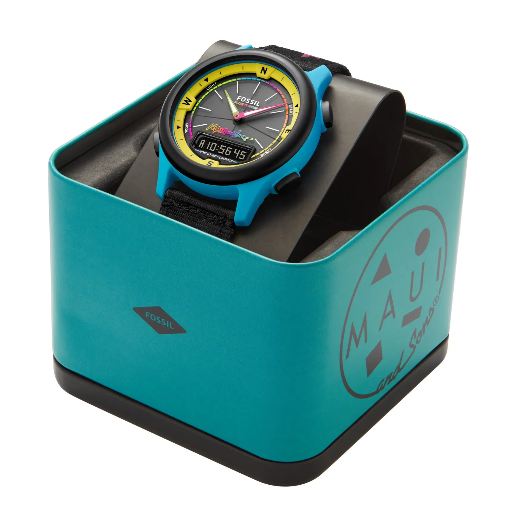 Maui and Sons x Fossil Limited Edition Solar-Powered Analog-Digital Black rPET Watch