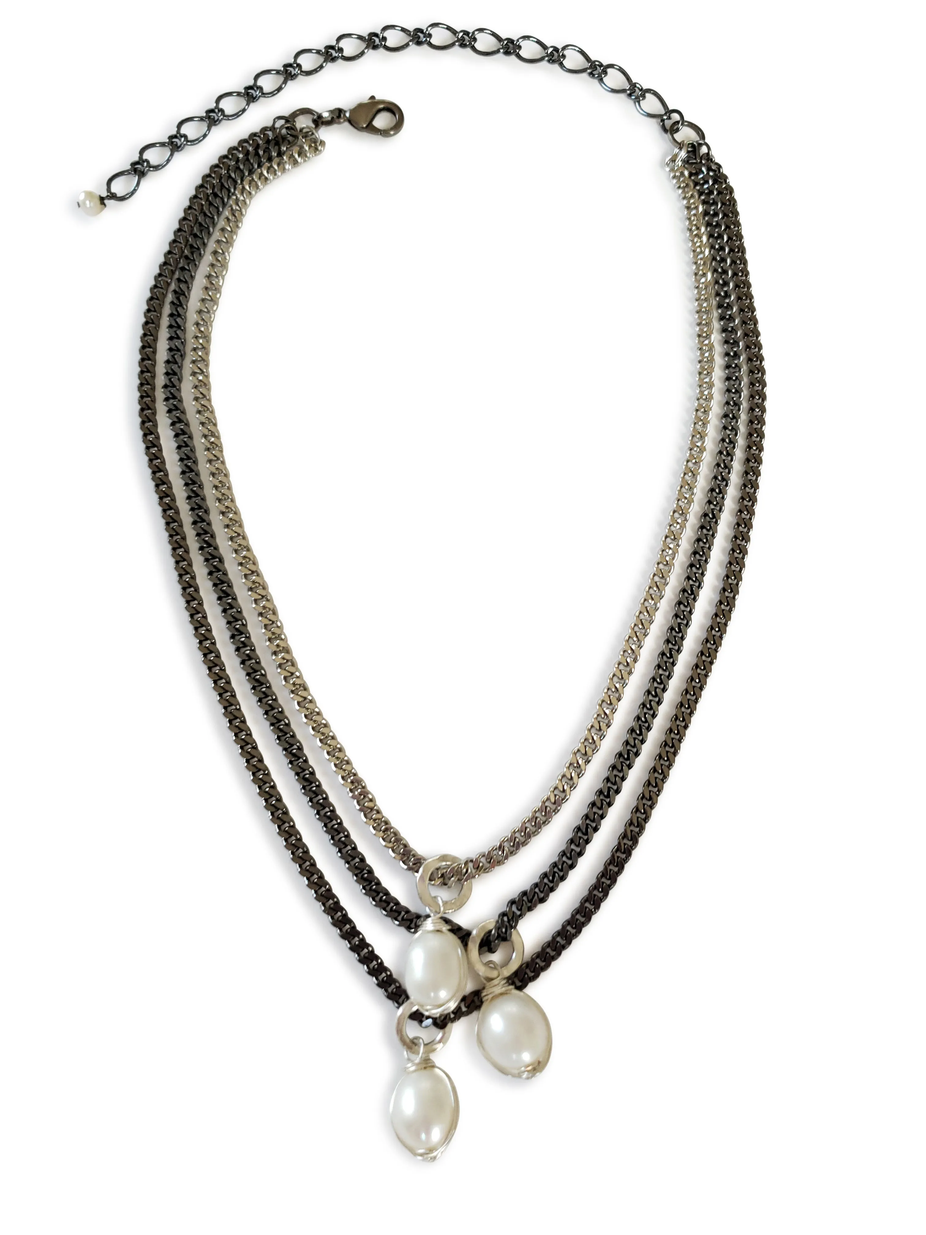 Maya White - Triple Chain Necklace