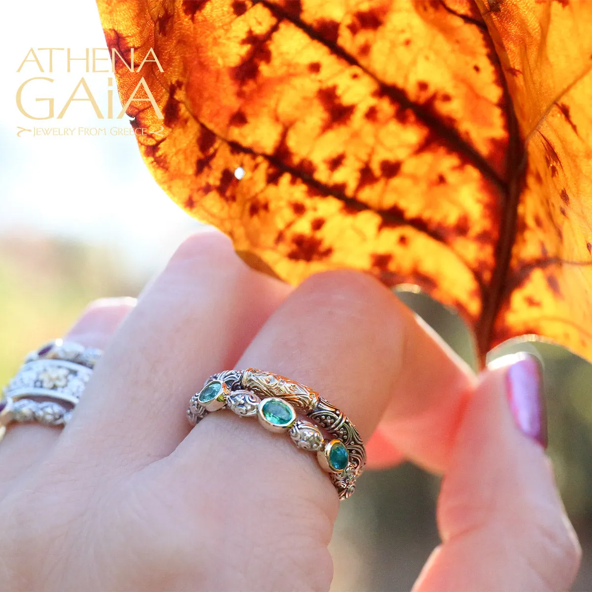 Meadow Breeze Triple Oval Stone Stackable Ring (In-Stock)