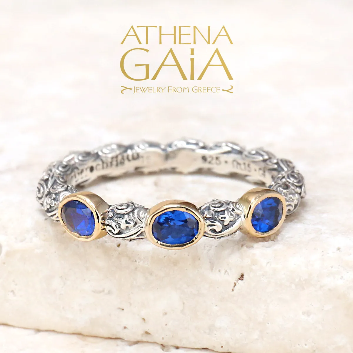 Meadow Breeze Triple Oval Stone Stackable Ring (In-Stock)