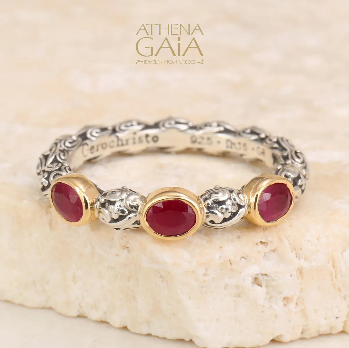 Meadow Breeze Triple Oval Stone Stackable Ring (In-Stock)