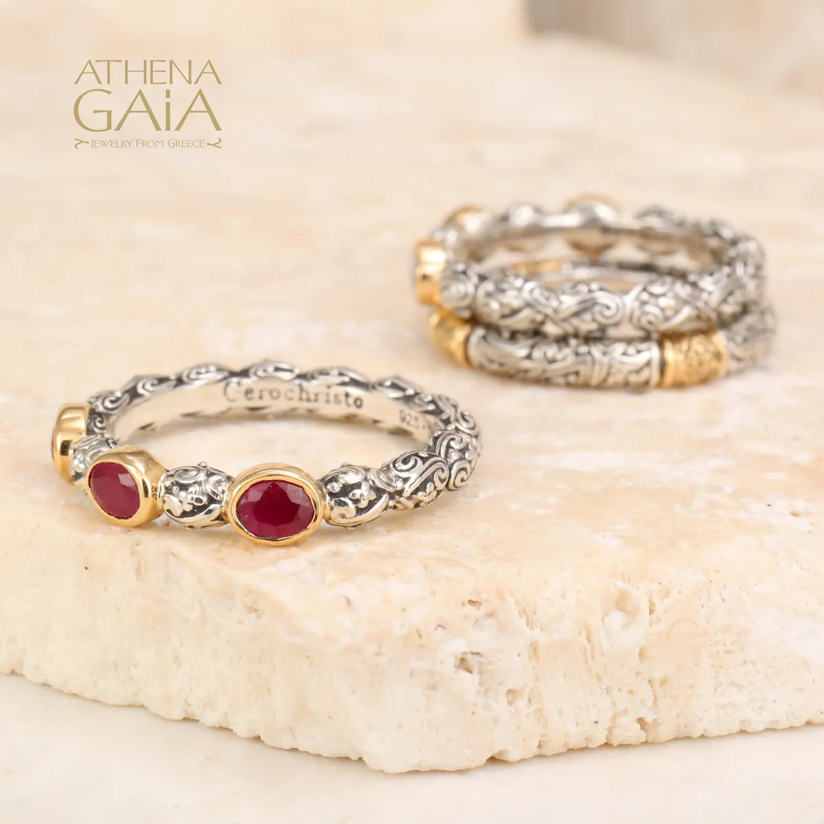 Meadow Breeze Triple Oval Stone Stackable Ring (In-Stock)