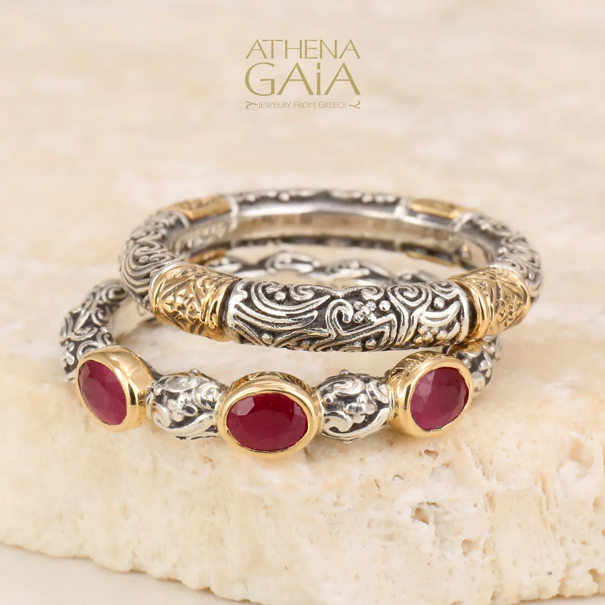 Meadow Breeze Triple Oval Stone Stackable Ring (In-Stock)