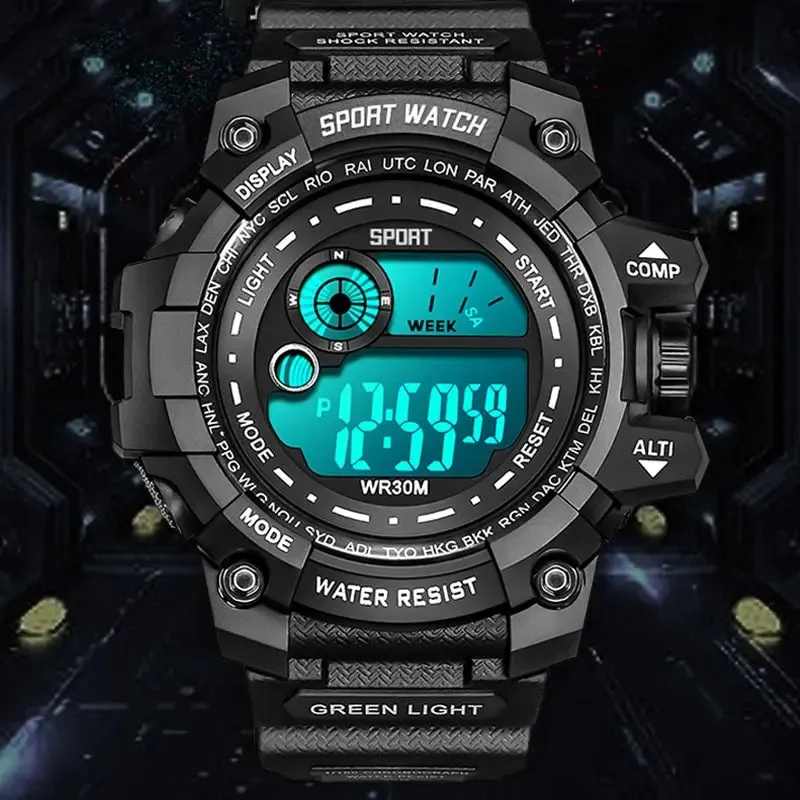 Men LED Digital Watches Luminous Fashion Sport Waterproof Watches