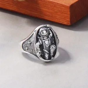 Men's Astronaut Geometric Ring Retro Single Ring