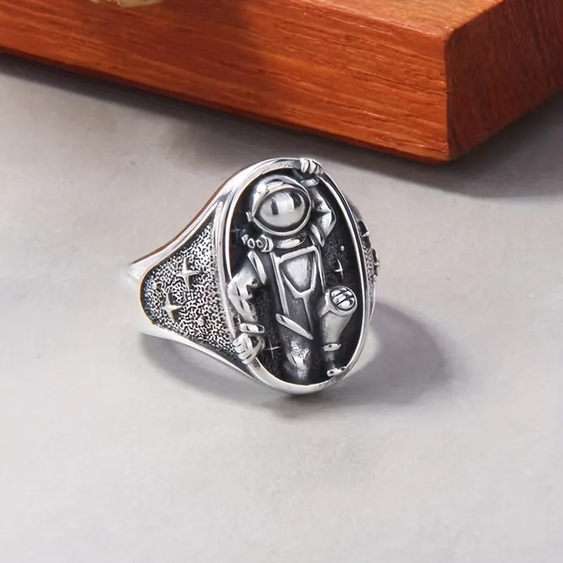 Men's Astronaut Geometric Ring Retro Single Ring