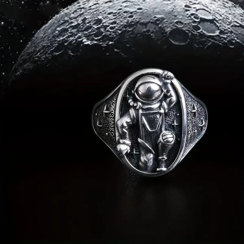 Men's Astronaut Geometric Ring Retro Single Ring