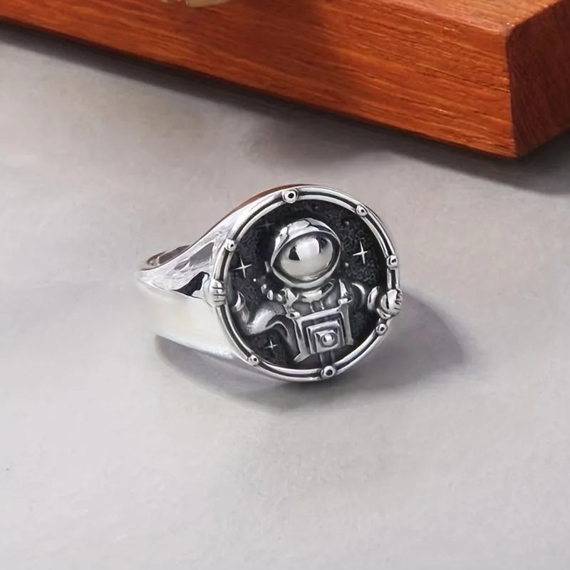 Men's Astronaut Geometric Ring Retro Single Ring