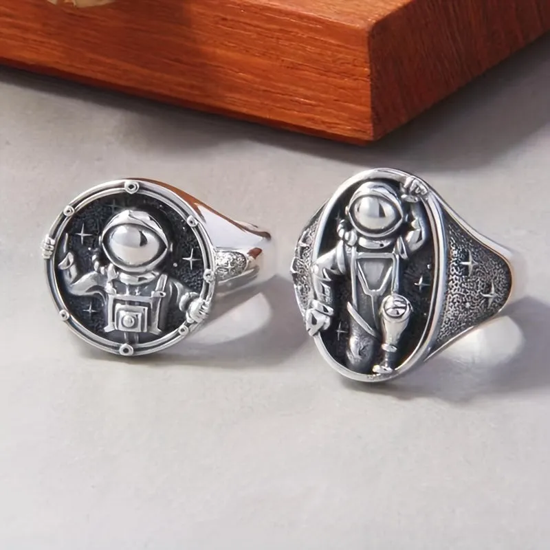 Men's Astronaut Geometric Ring Retro Single Ring