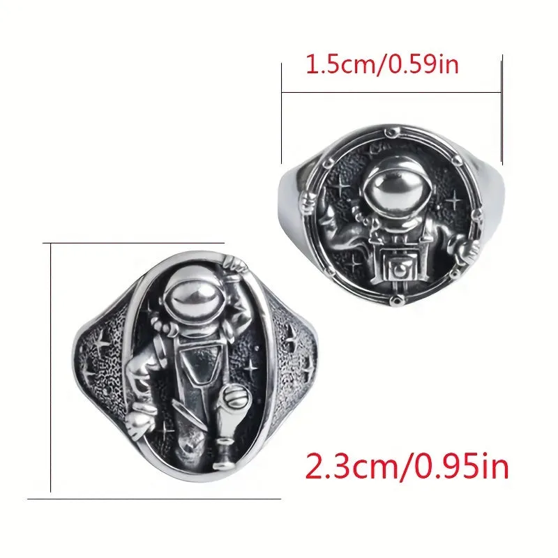 Men's Astronaut Geometric Ring Retro Single Ring