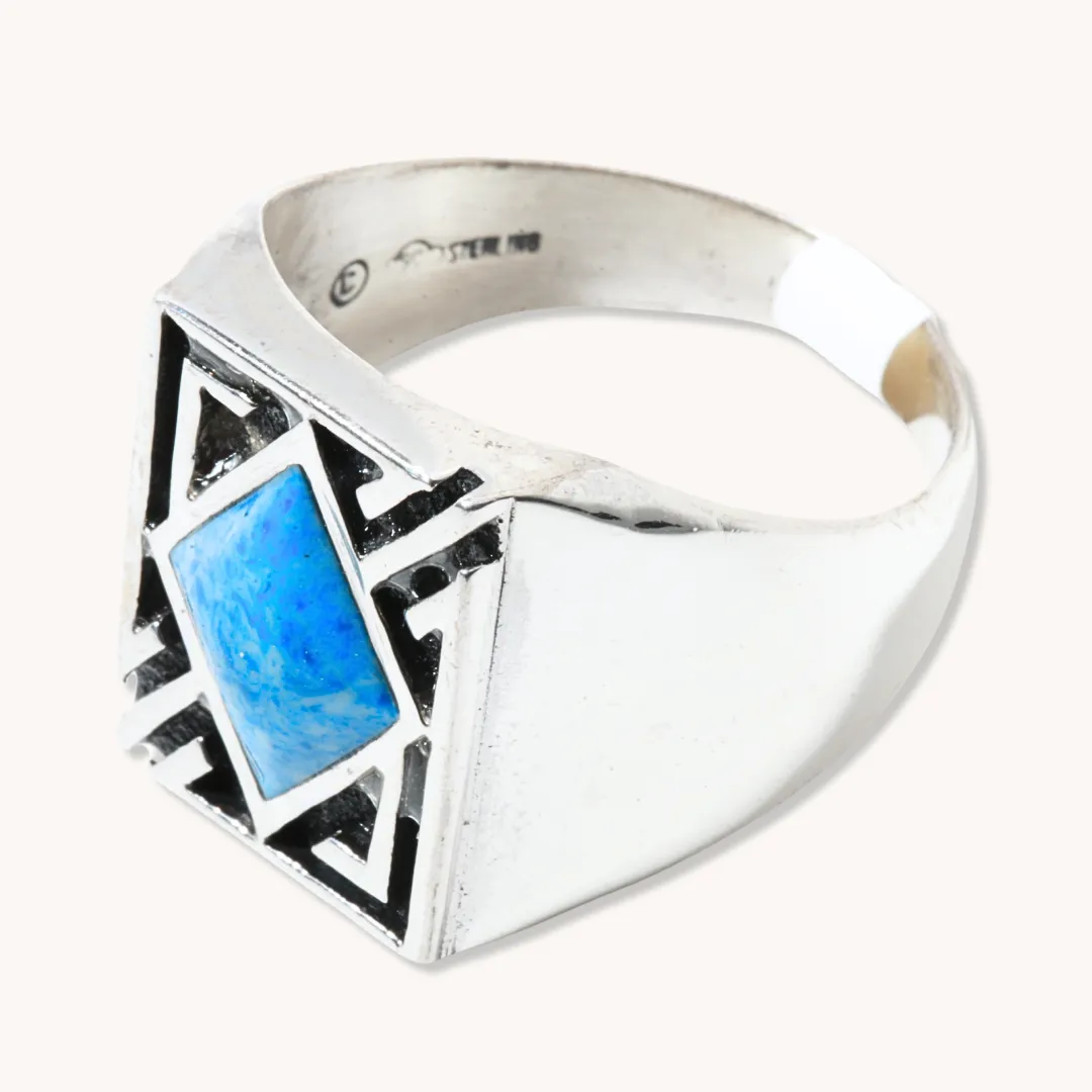 Men's Denim Lapis Geometric Ring