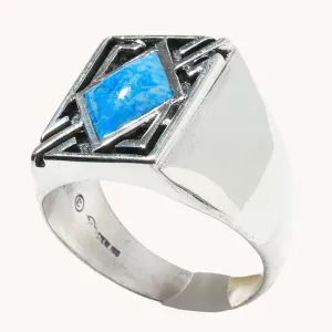 Men's Denim Lapis Geometric Ring