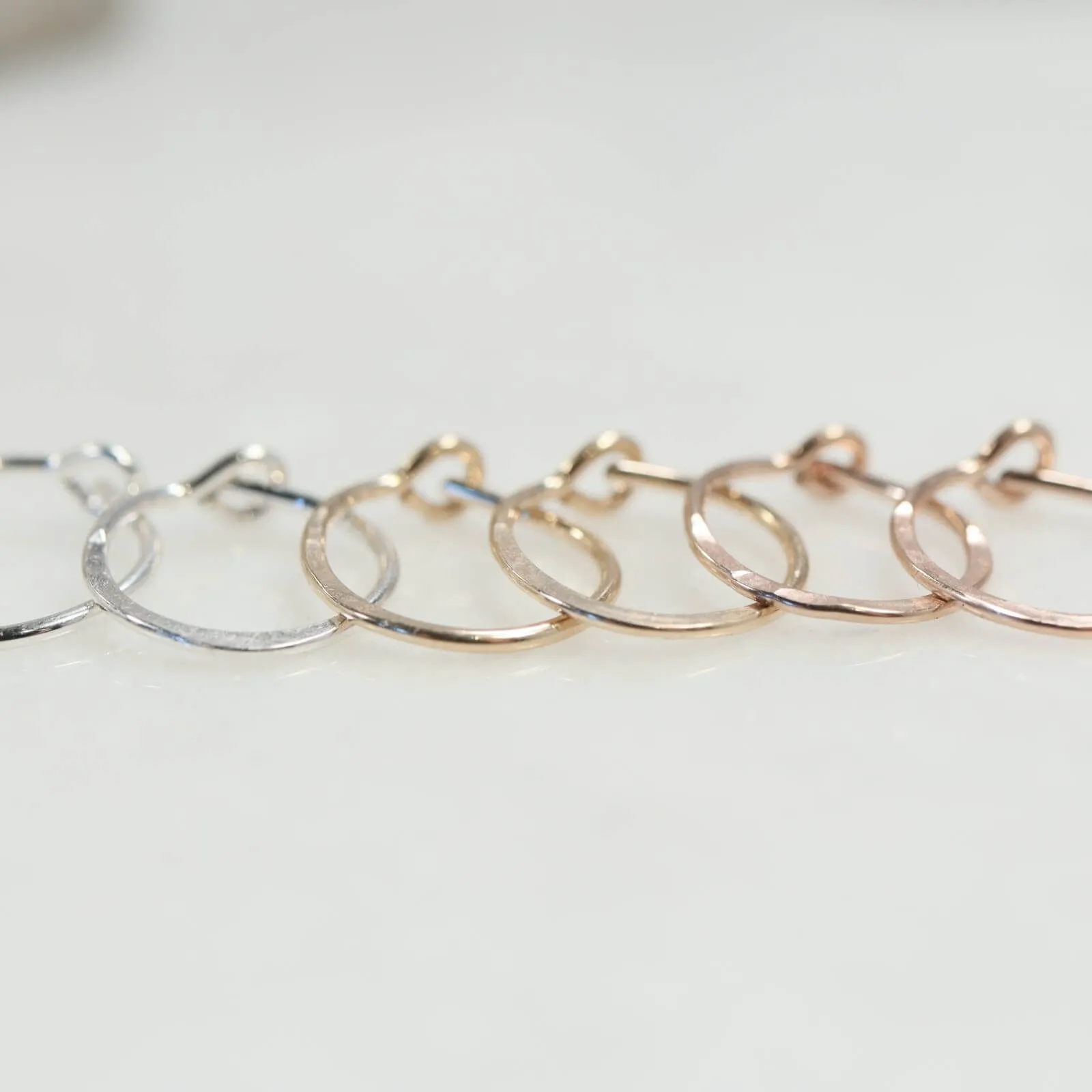 Men's Hoop Earring Hammered PAIR - Choose Your Diameter, Gauge, Metal