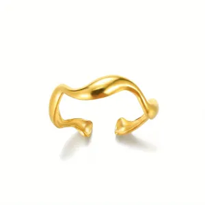Men's Stainless Steel Wavy Ring Adjustable Opening Ring