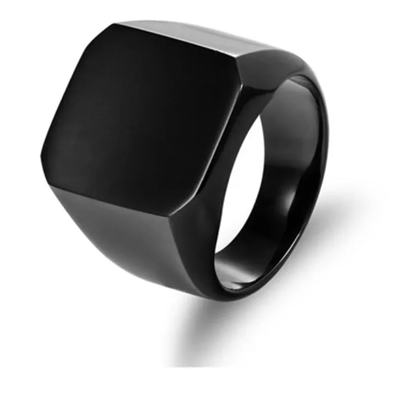 Metal Glossy Rings for Men Geometric Width Signet Square Finger Punk Style Fashion Ring Jewelry Accessories