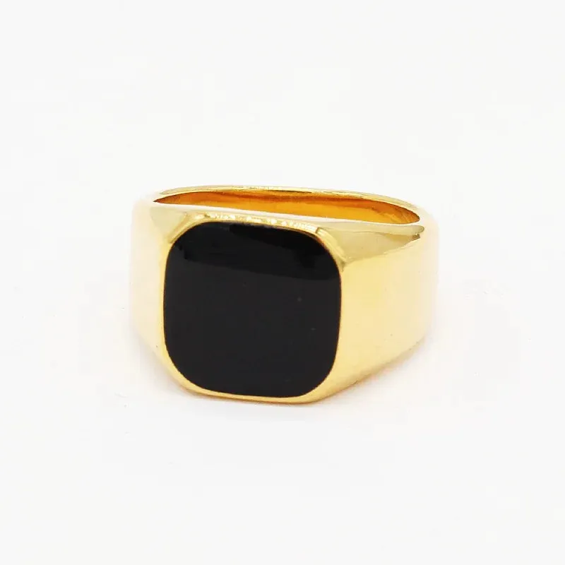 Metal Glossy Rings for Men Geometric Width Signet Square Finger Punk Style Fashion Ring Jewelry Accessories