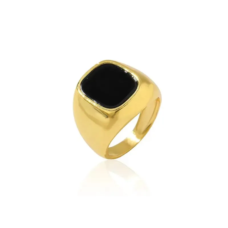 Metal Glossy Rings for Men Geometric Width Signet Square Finger Punk Style Fashion Ring Jewelry Accessories