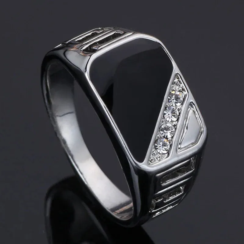 Metal Glossy Rings for Men Geometric Width Signet Square Finger Punk Style Fashion Ring Jewelry Accessories