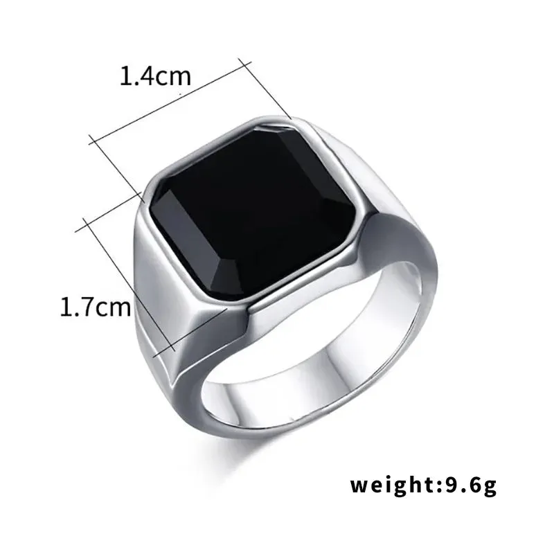 Metal Glossy Rings for Men Geometric Width Signet Square Finger Punk Style Fashion Ring Jewelry Accessories