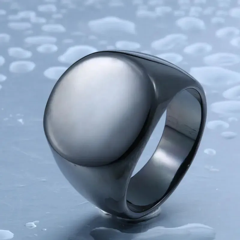 Metal Glossy Rings for Men Geometric Width Signet Square Finger Punk Style Fashion Ring Jewelry Accessories
