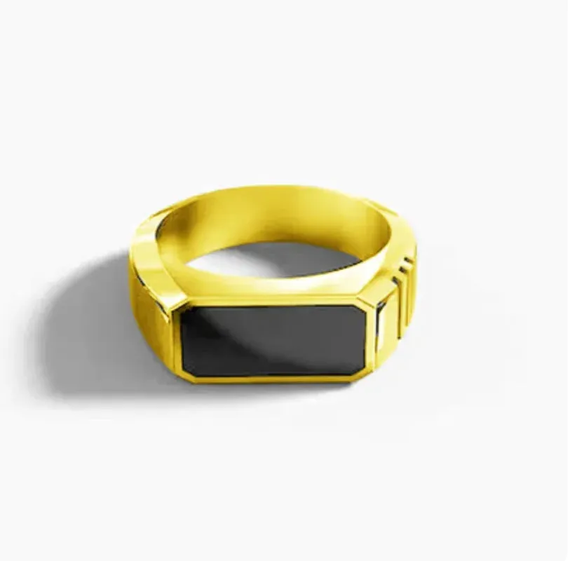 Metal Glossy Rings for Men Geometric Width Signet Square Finger Punk Style Fashion Ring Jewelry Accessories