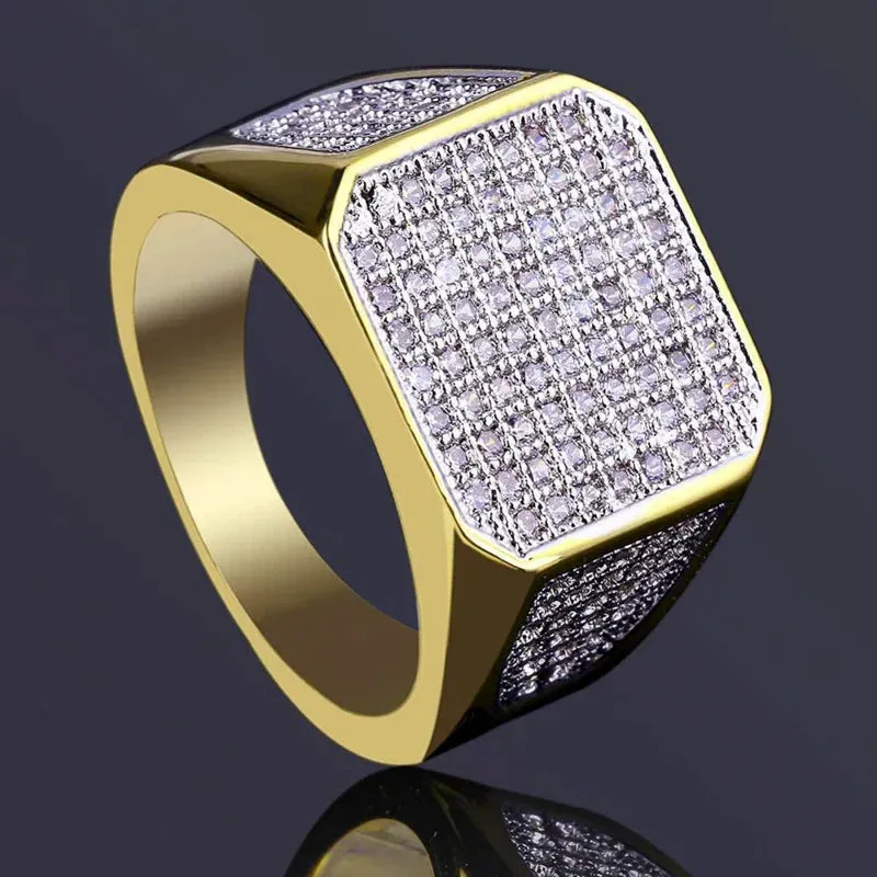 Metal Glossy Rings for Men Geometric Width Signet Square Finger Punk Style Fashion Ring Jewelry Accessories
