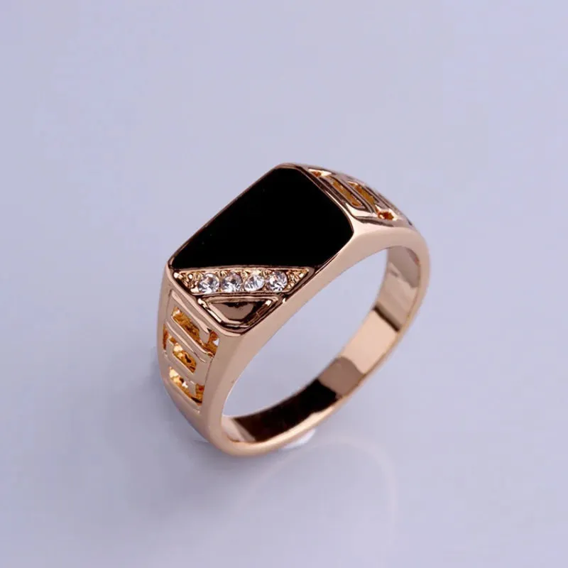 Metal Glossy Rings for Men Geometric Width Signet Square Finger Punk Style Fashion Ring Jewelry Accessories