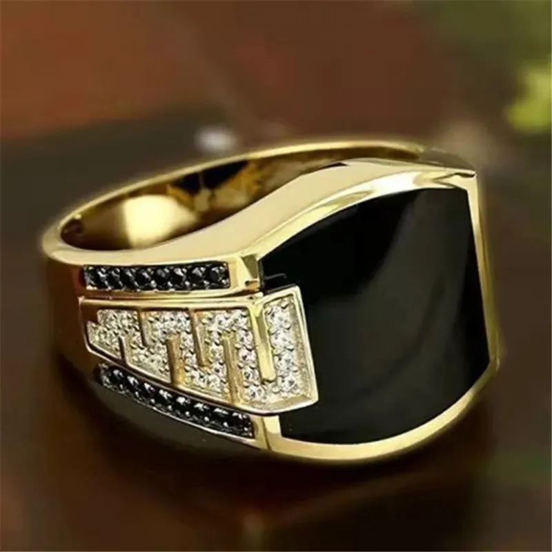 Metal Glossy Rings for Men Geometric Width Signet Square Finger Punk Style Fashion Ring Jewelry Accessories