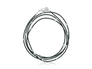 Micro Black Spinel and Pearl Necklace