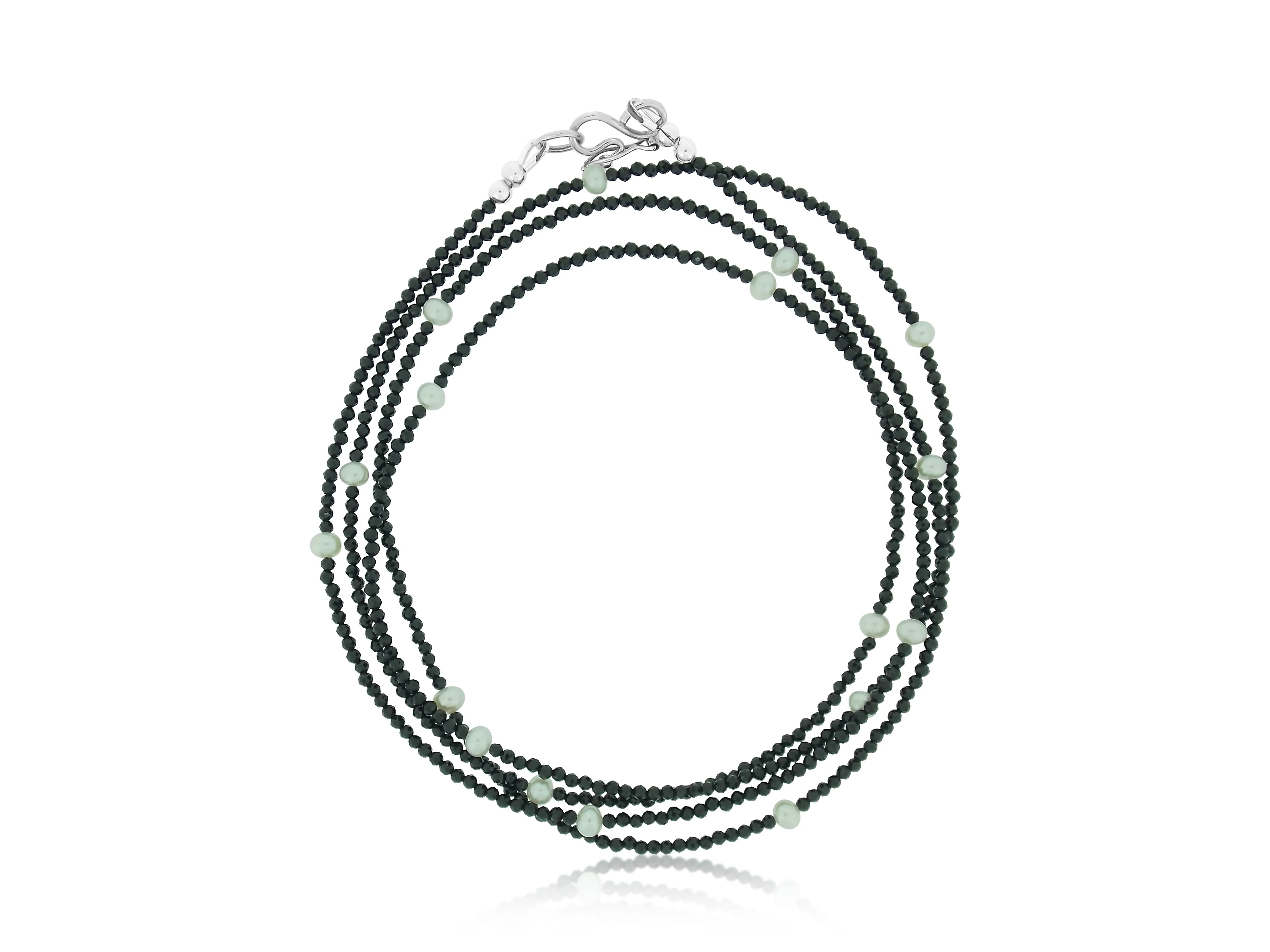 Micro Black Spinel and Pearl Necklace