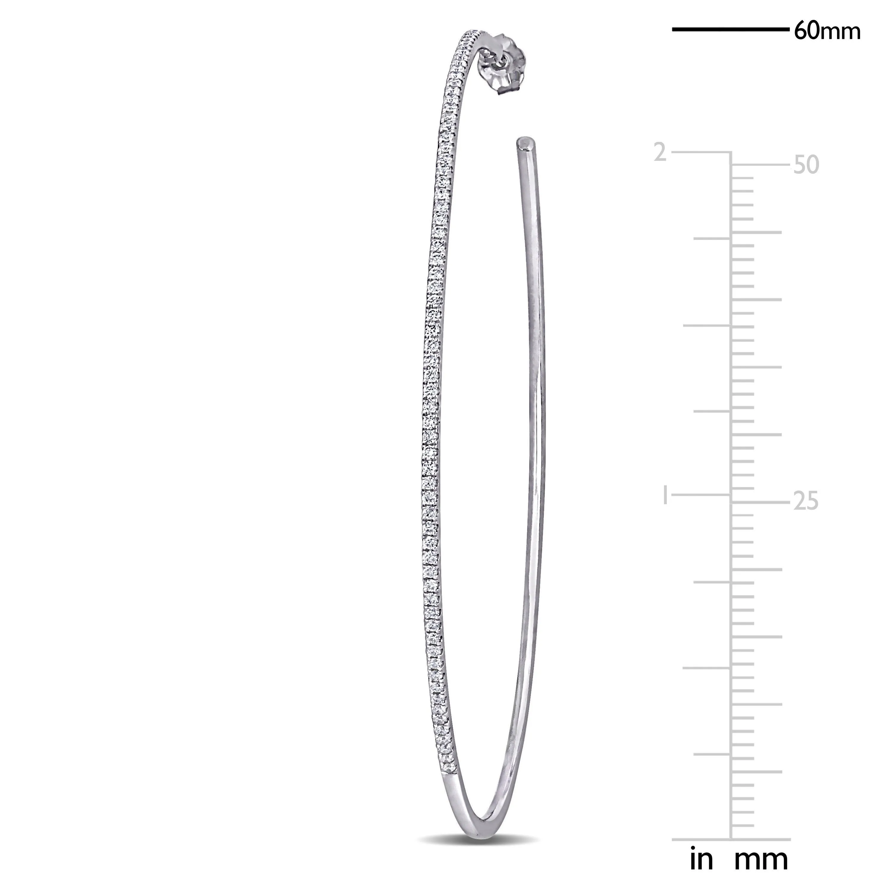 Micro-Set Diamond 14K White Gold Hoop Earrings