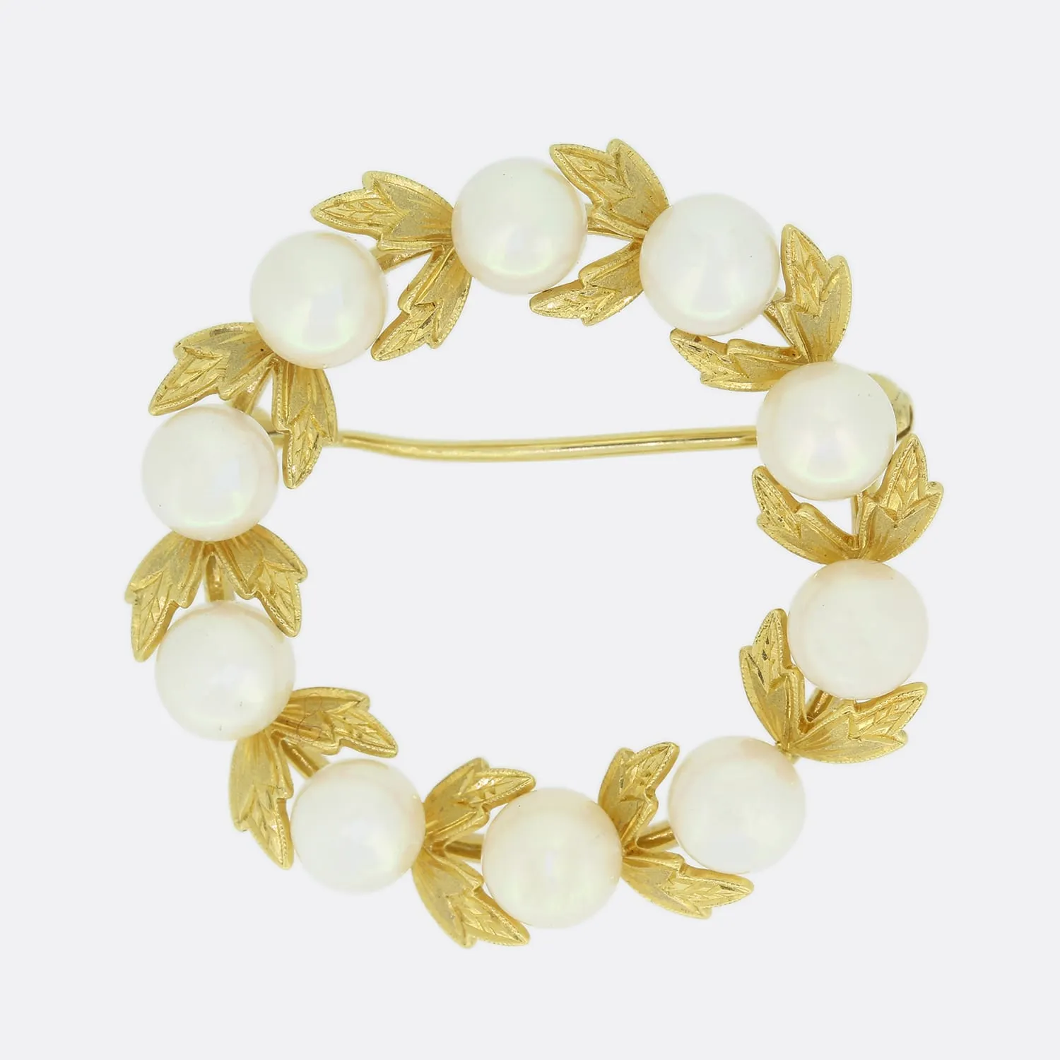 Mikimoto Akoya Cultured Pearl Wreath Brooch