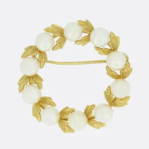 Mikimoto Akoya Cultured Pearl Wreath Brooch