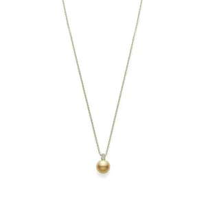 Mikimoto Classic Yellow Gold Golden South Sea Pearl and Diamond Pendant