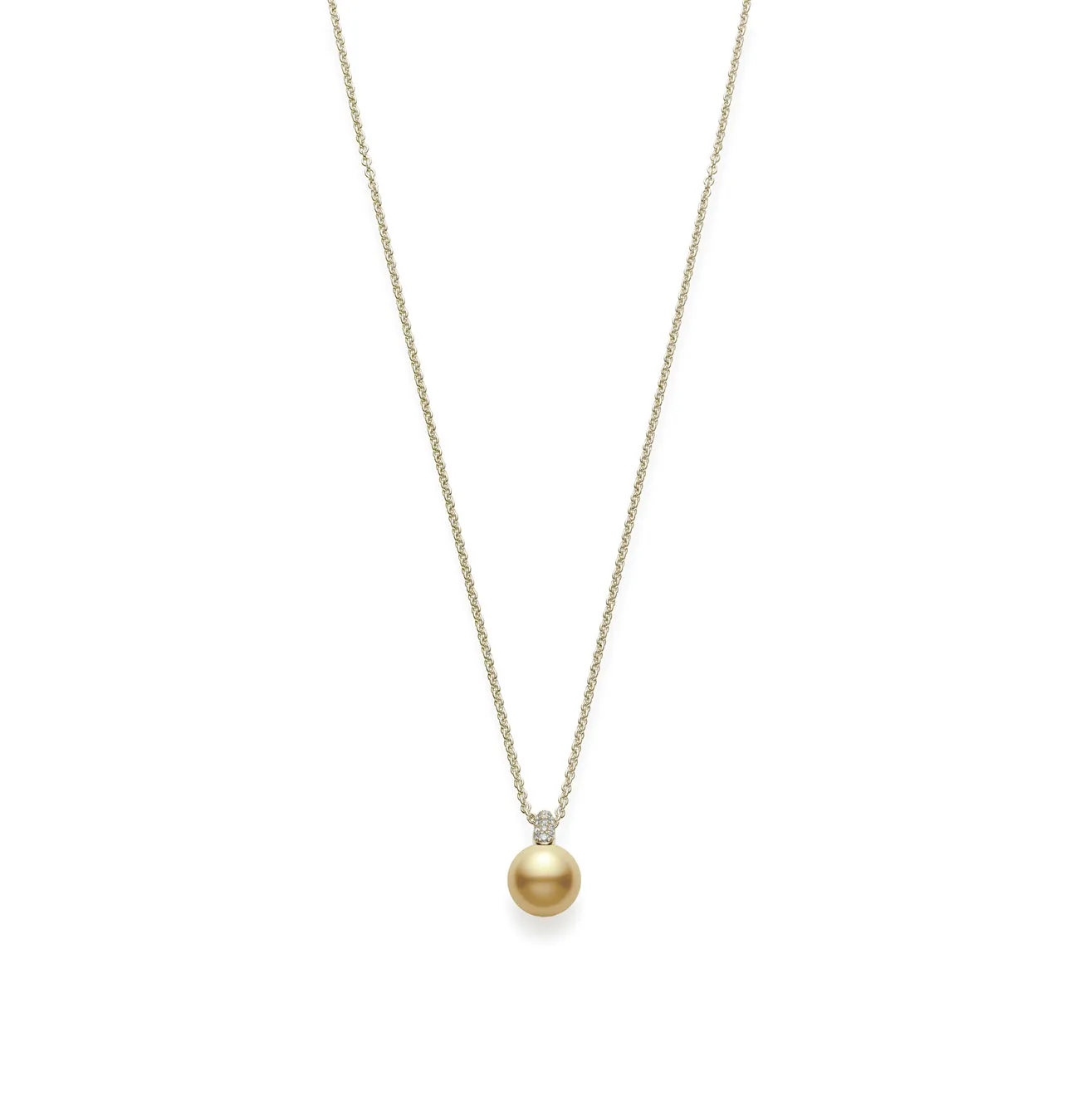 Mikimoto Classic Yellow Gold Golden South Sea Pearl and Diamond Pendant