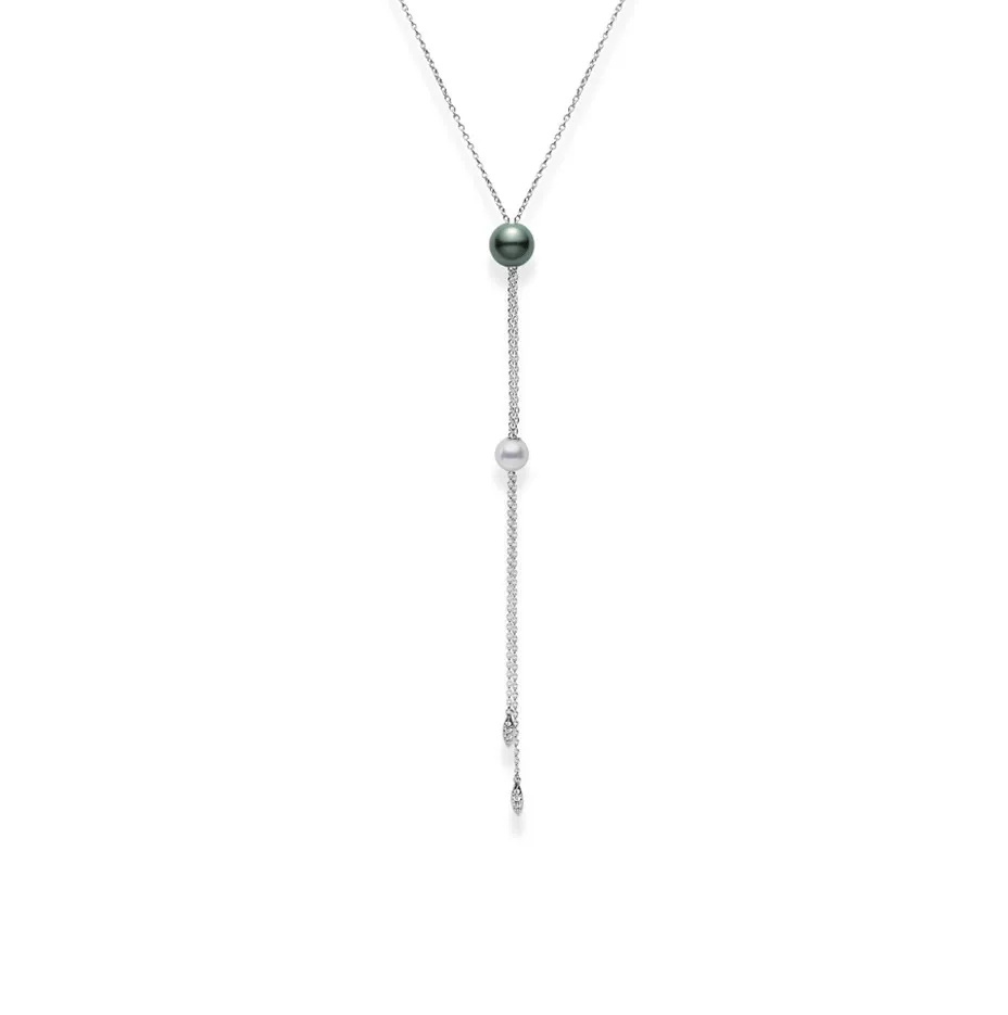 Mikimoto White Gold Pearl Lariat Necklace