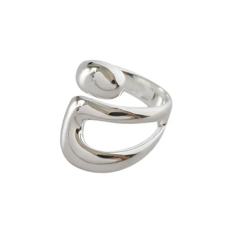 Minimalist Silver Colour Ring for Women Fashion Creative Hollow Irregular Geometric Rings Set Birthday Party Jewelry Gift