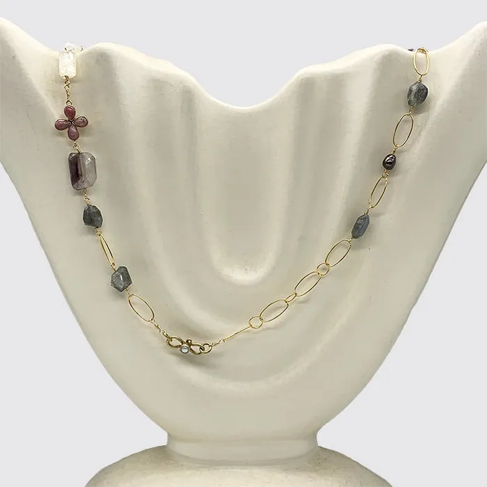 Mixed Gem Stone Roasry Necklace