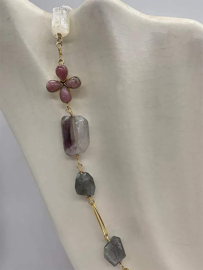 Mixed Gem Stone Roasry Necklace