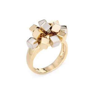 Movable Cube Charm Ring Vintage 14k Yellow Gold Sz 7 Estate Fine Jewelry Squares