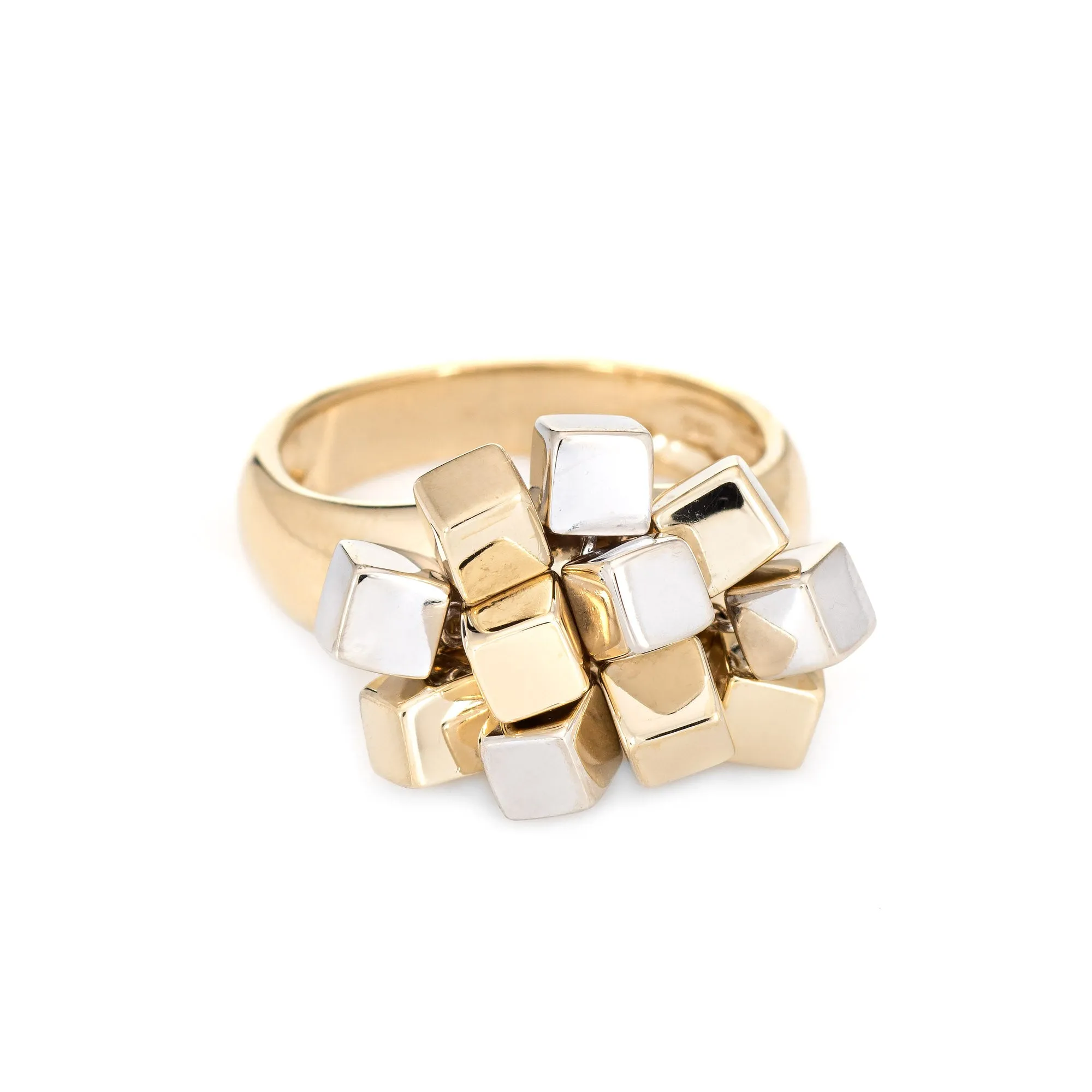 Movable Cube Charm Ring Vintage 14k Yellow Gold Sz 7 Estate Fine Jewelry Squares