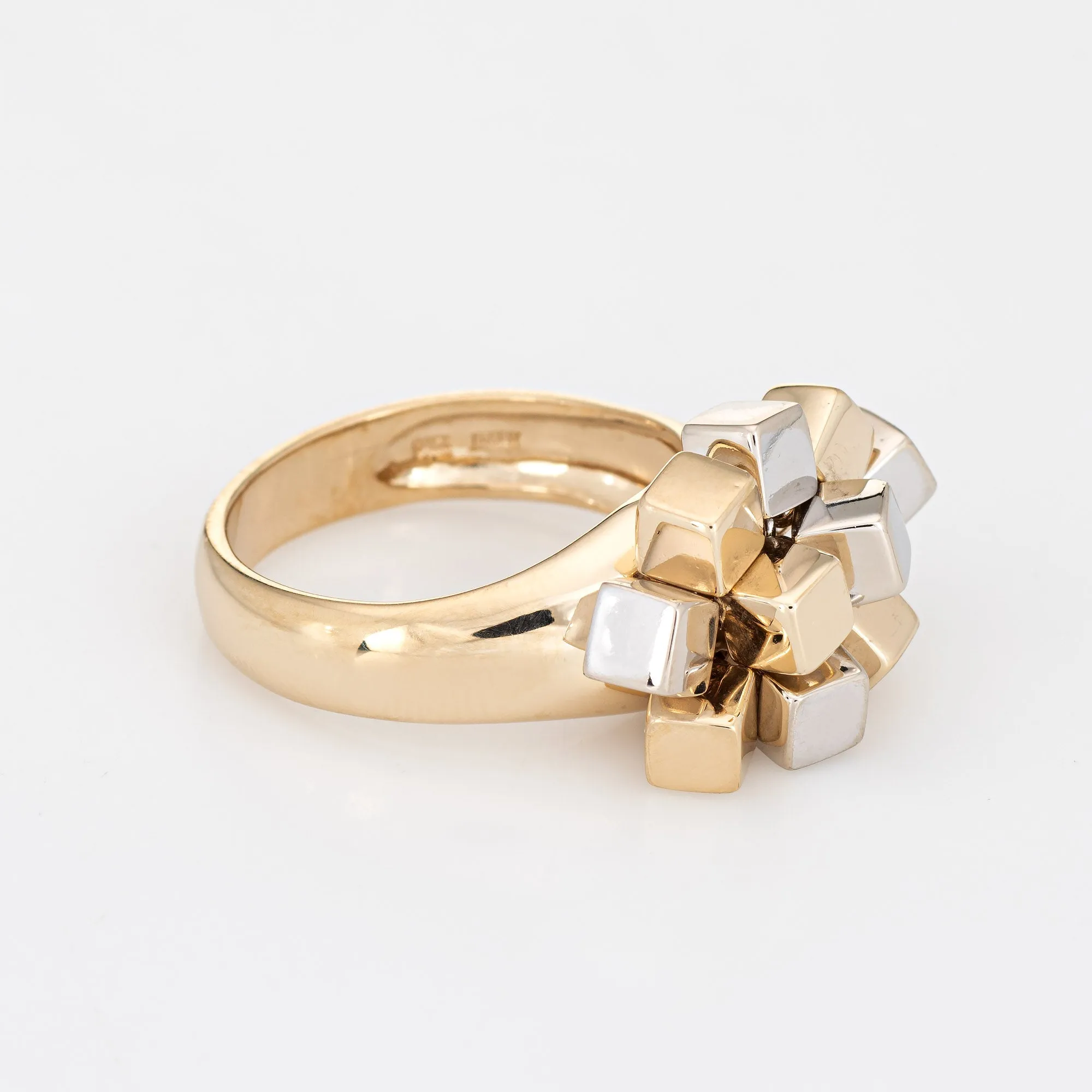 Movable Cube Charm Ring Vintage 14k Yellow Gold Sz 7 Estate Fine Jewelry Squares