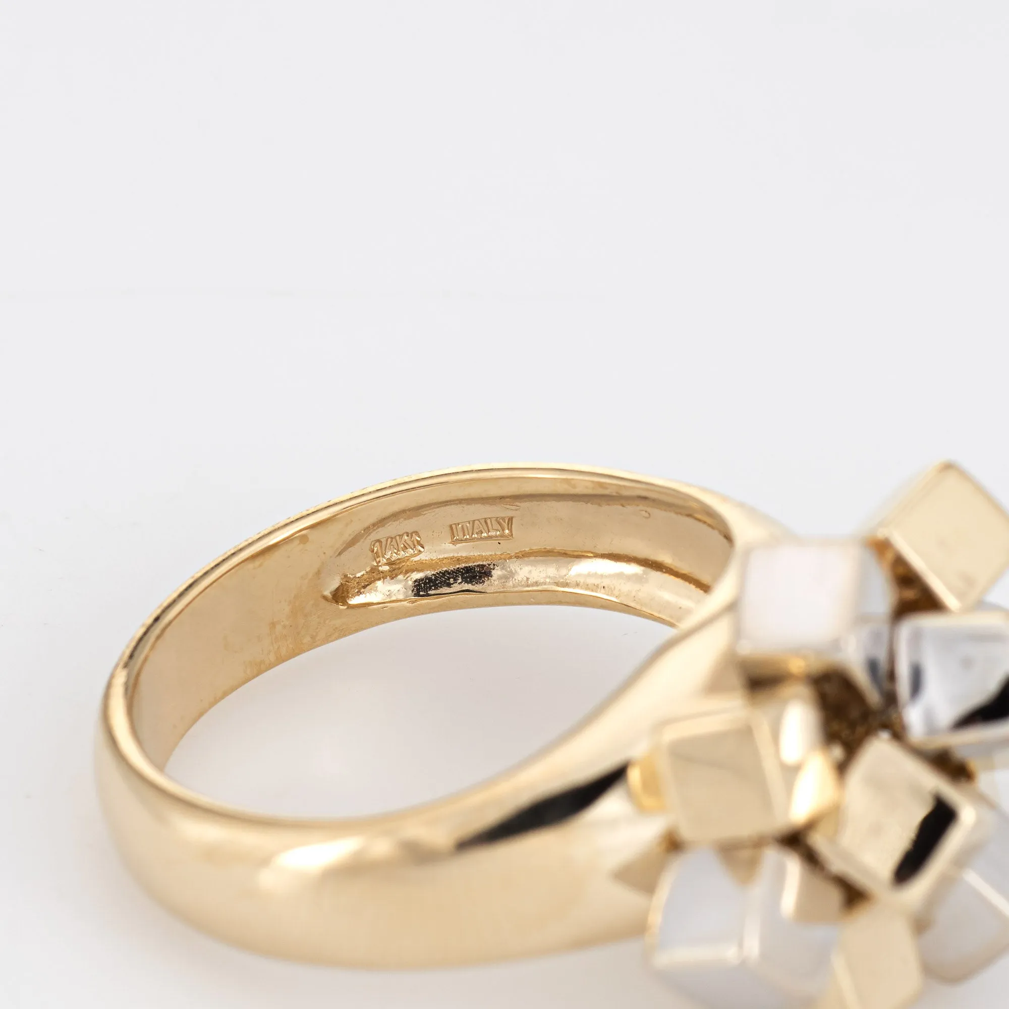Movable Cube Charm Ring Vintage 14k Yellow Gold Sz 7 Estate Fine Jewelry Squares