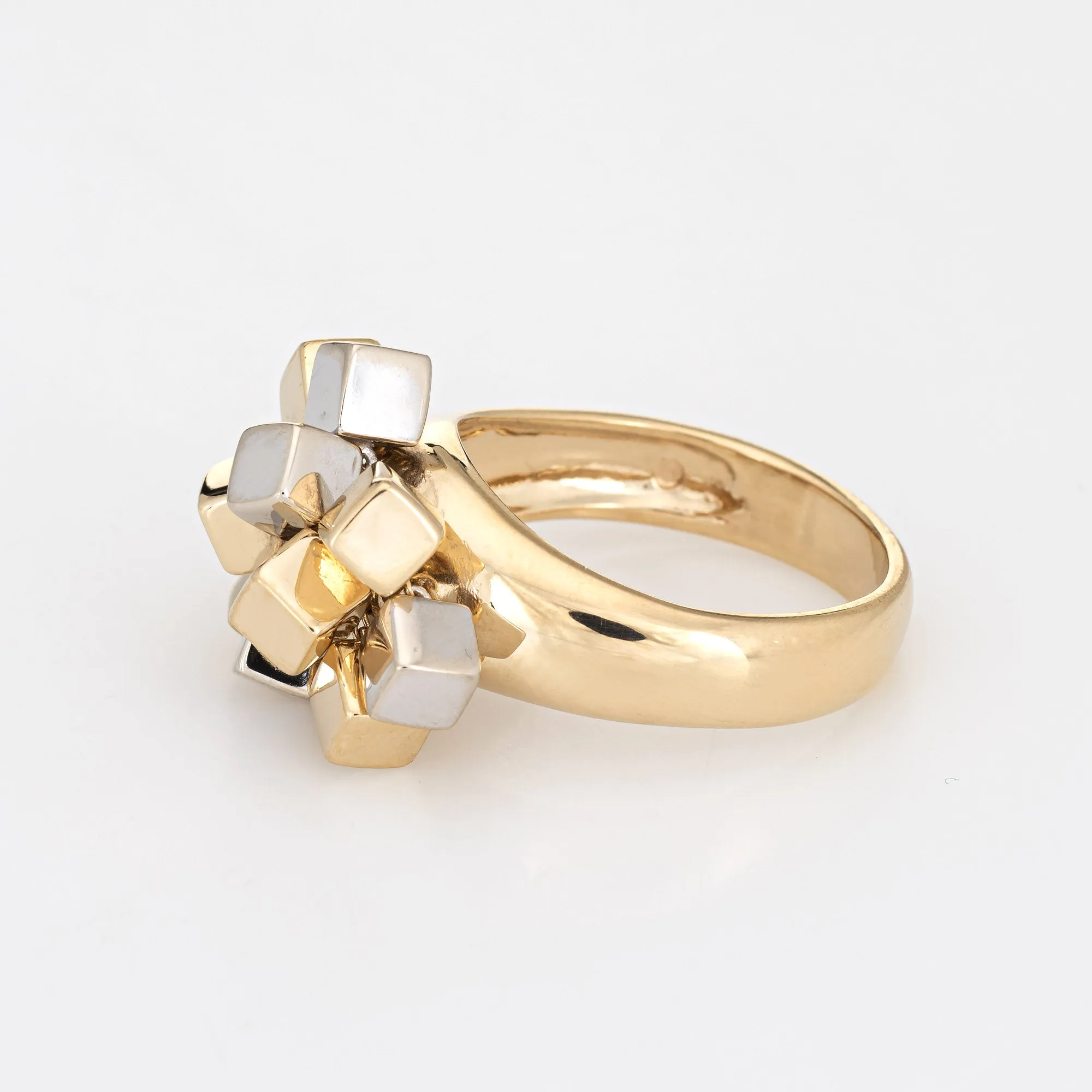 Movable Cube Charm Ring Vintage 14k Yellow Gold Sz 7 Estate Fine Jewelry Squares