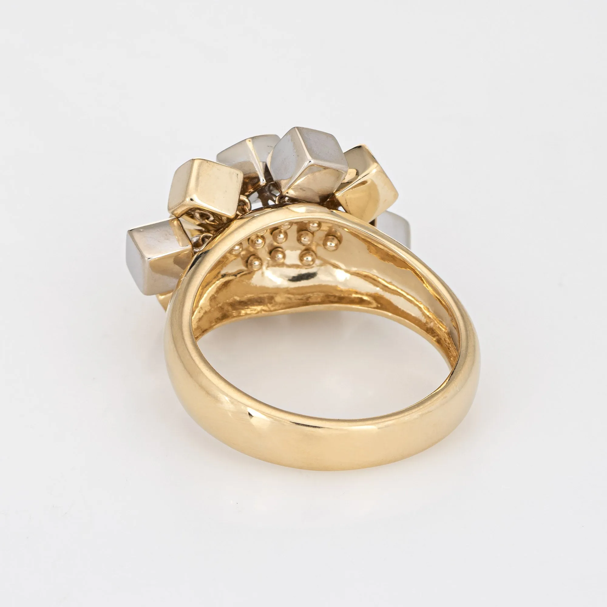 Movable Cube Charm Ring Vintage 14k Yellow Gold Sz 7 Estate Fine Jewelry Squares