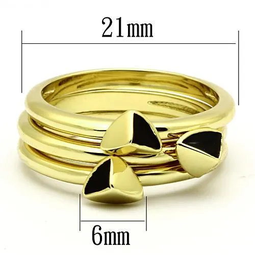 MT678 - IP Gold(Ion Plating) Stainless Steel Three Ring Set with Epoxy in Jet