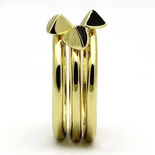 MT678 - IP Gold(Ion Plating) Stainless Steel Three Ring Set with Epoxy in Jet